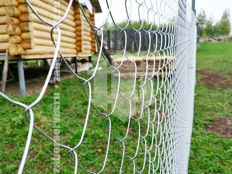 Забор из сетки рабицы в натяг 6 соток