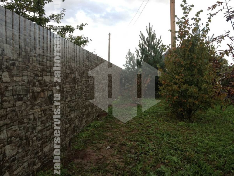 Забор из профнастила под камень 79 метров